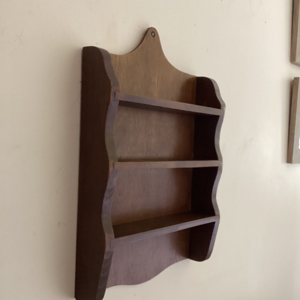 Vintage Antique Pine Wood Display Wall Shelf